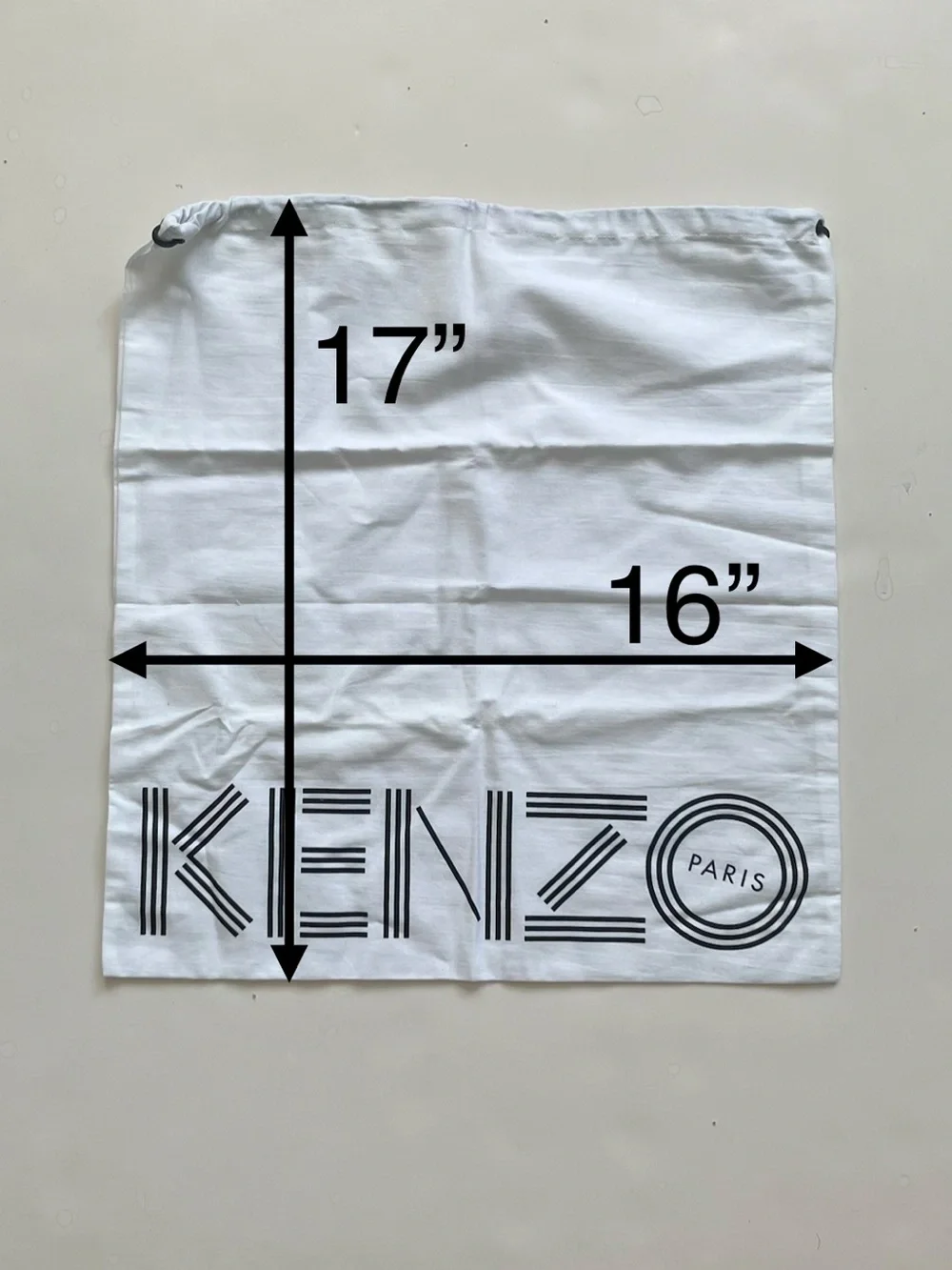 Kenzo Paris Duster (Shoe) Bag ,White, Drawstring top closure 17X16 inches